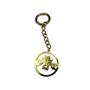 Posi Gold Tone Keychain Floral round
